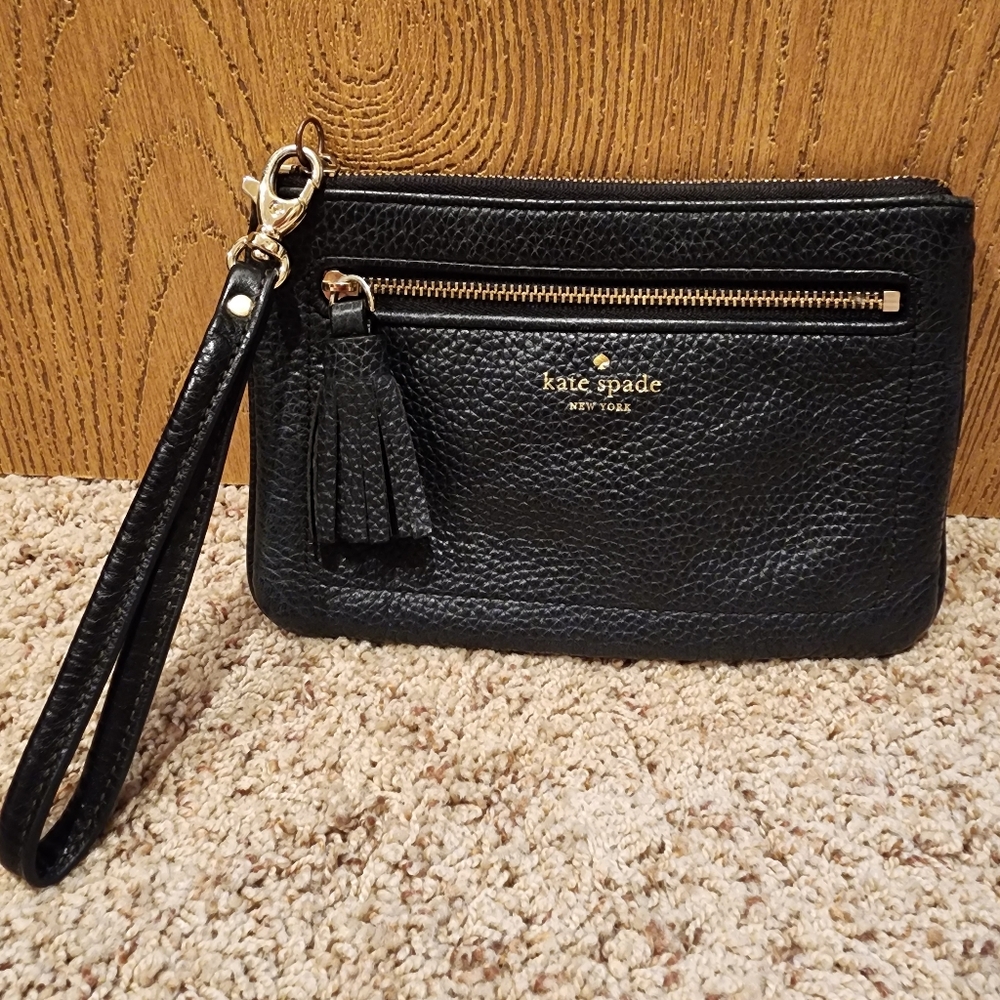 Kate Spade Black Leather Wristlet